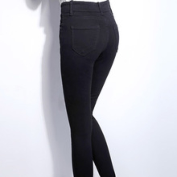 NEW!! Black High-Waisted Ripped Denim Leggings!! - Picture 5 of 7